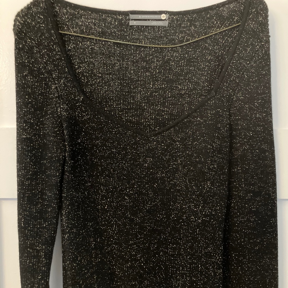 Anthropologie sparkly black sweater size M